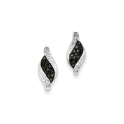 Sterling Silver Black Diamond Marquise Post Earrings