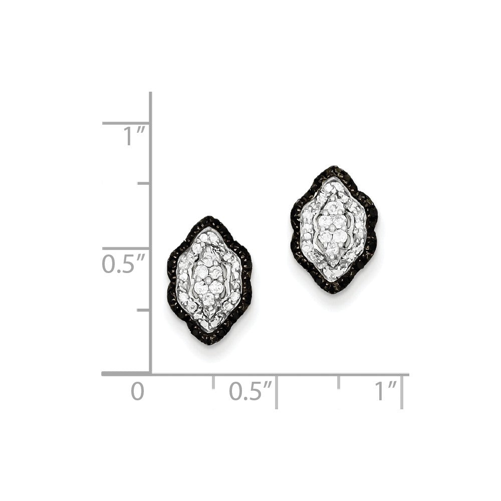 Sterling Silver White u0026 Black Cluster Diamond Post Earrings