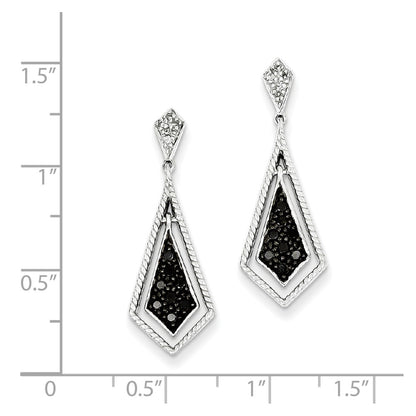 Sterling Silver Black Diamond Geometric Post Earrings