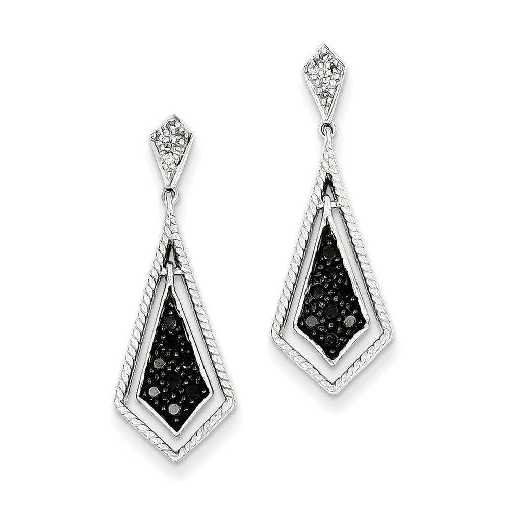 Sterling Silver Black Diamond Geometric Post Earrings