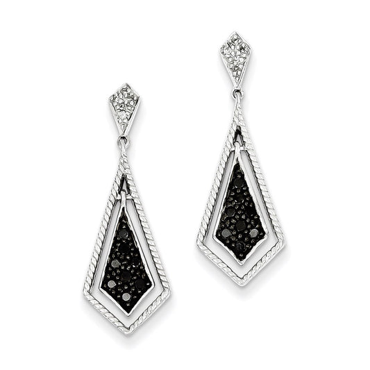 Sterling Silver Black Diamond Geometric Post Earrings