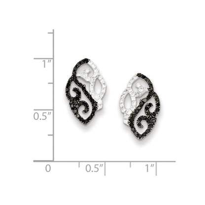 Sterling Silver Black and White Diamond Earrings