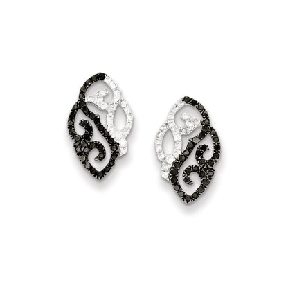 Sterling Silver Black and White Diamond Earrings