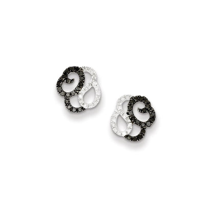 Sterling Silver Black and White Diamond Earrings