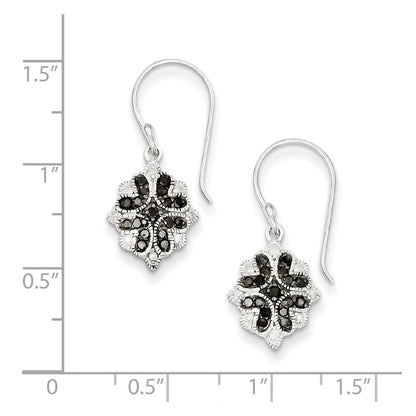 Sterling Silver White u0026 Black Diamond Shepherd Hook Earrings