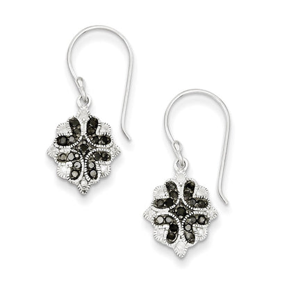 Sterling Silver White u0026 Black Diamond Shepherd Hook Earrings