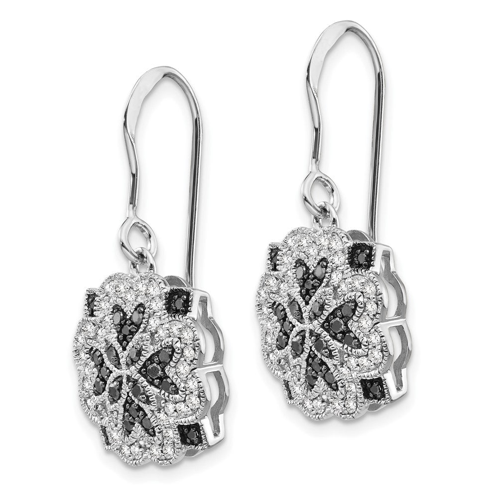 Sterling Silver White u0026 Black Diamond Shepherd Hook Earrings
