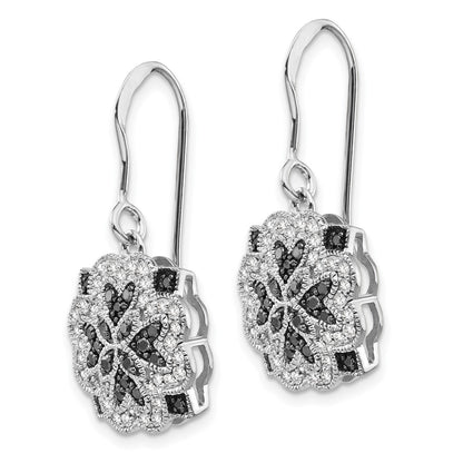 Sterling Silver White u0026 Black Diamond Shepherd Hook Earrings