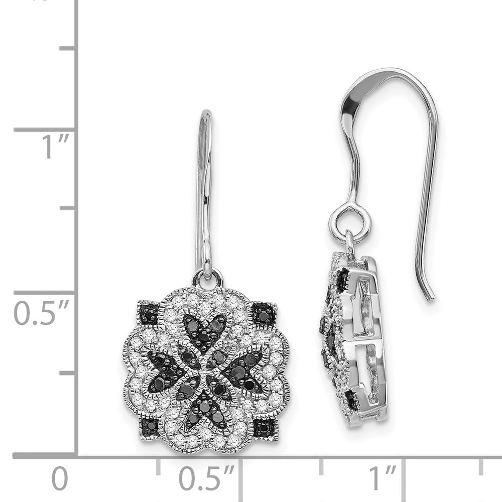 Sterling Silver White u0026 Black Diamond Shepherd Hook Earrings
