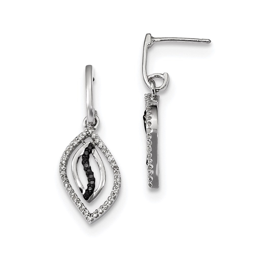 Sterling Silver Black and White Diamond Earrings