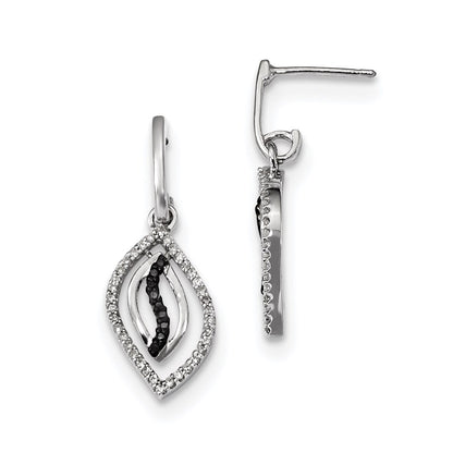 Sterling Silver Black and White Diamond Earrings