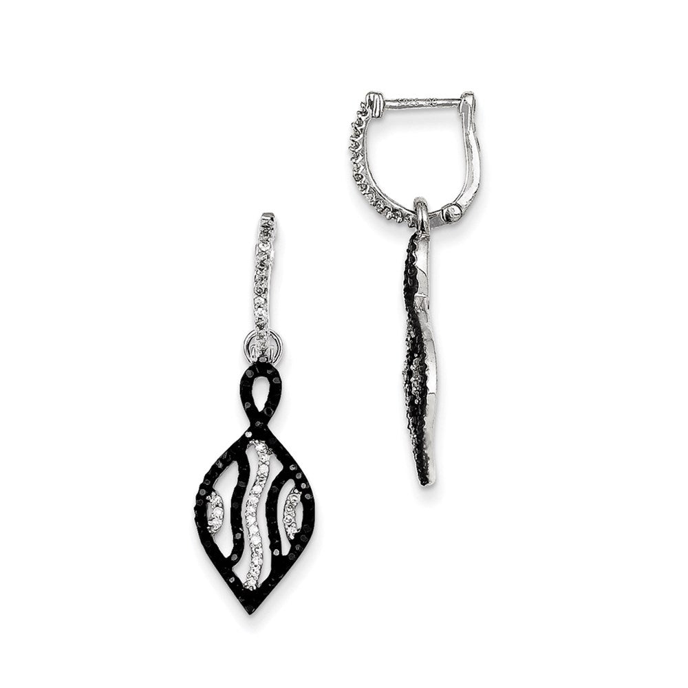 Sterling Silver Black and White Diamond Earrings