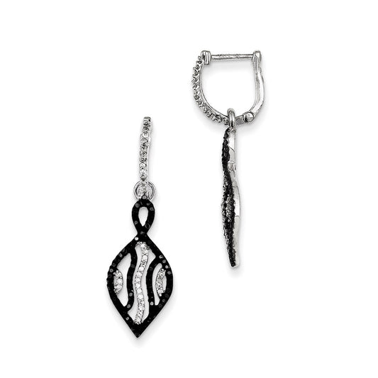 Sterling Silver Black and White Diamond Earrings