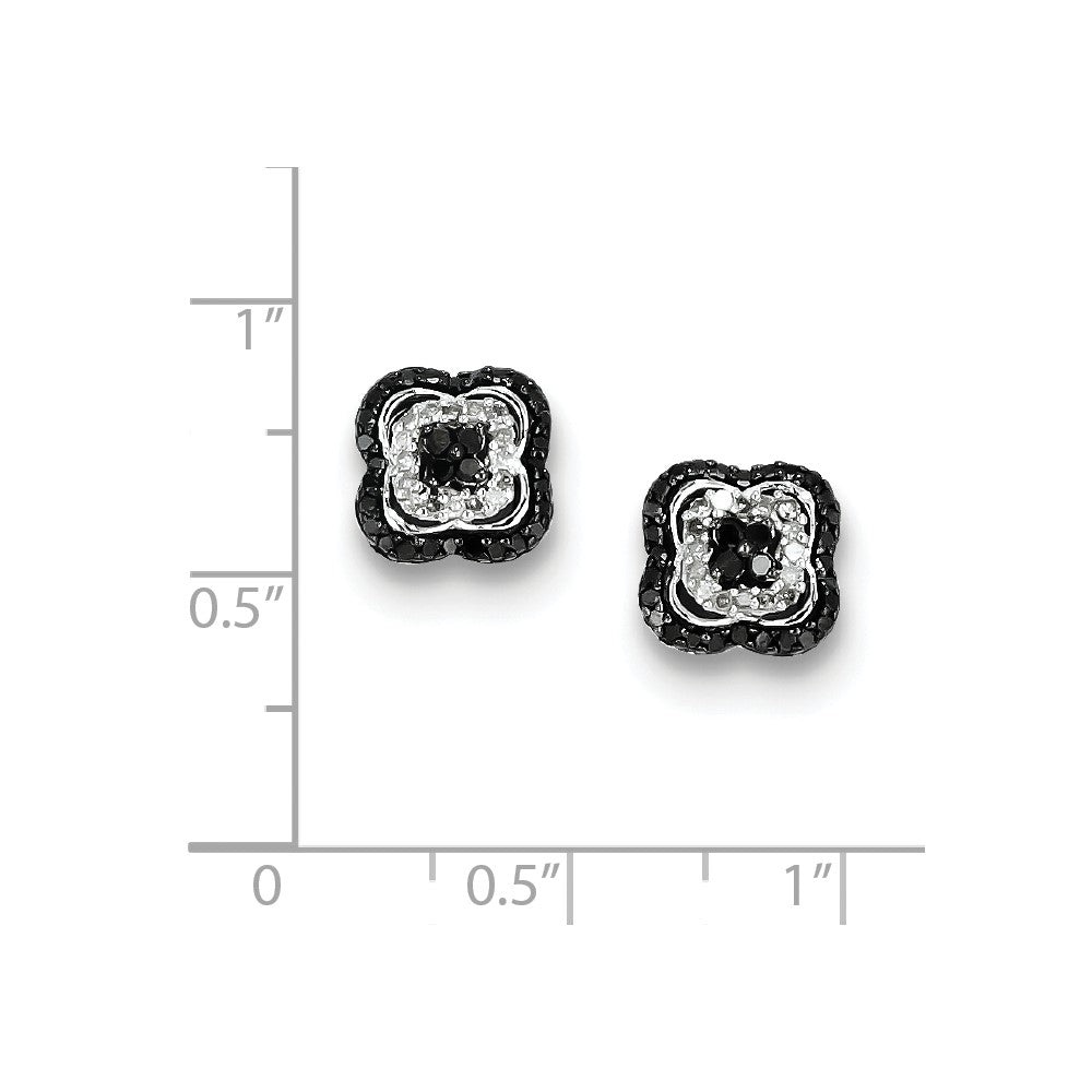 Sterling Silver Black u0026 White Diamond Earrings