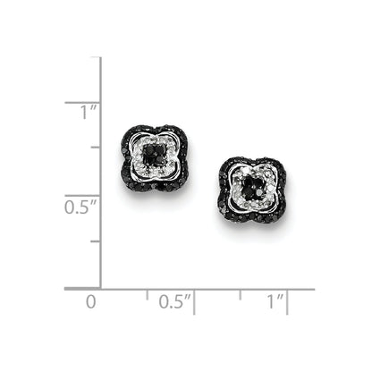 Sterling Silver Black u0026 White Diamond Earrings