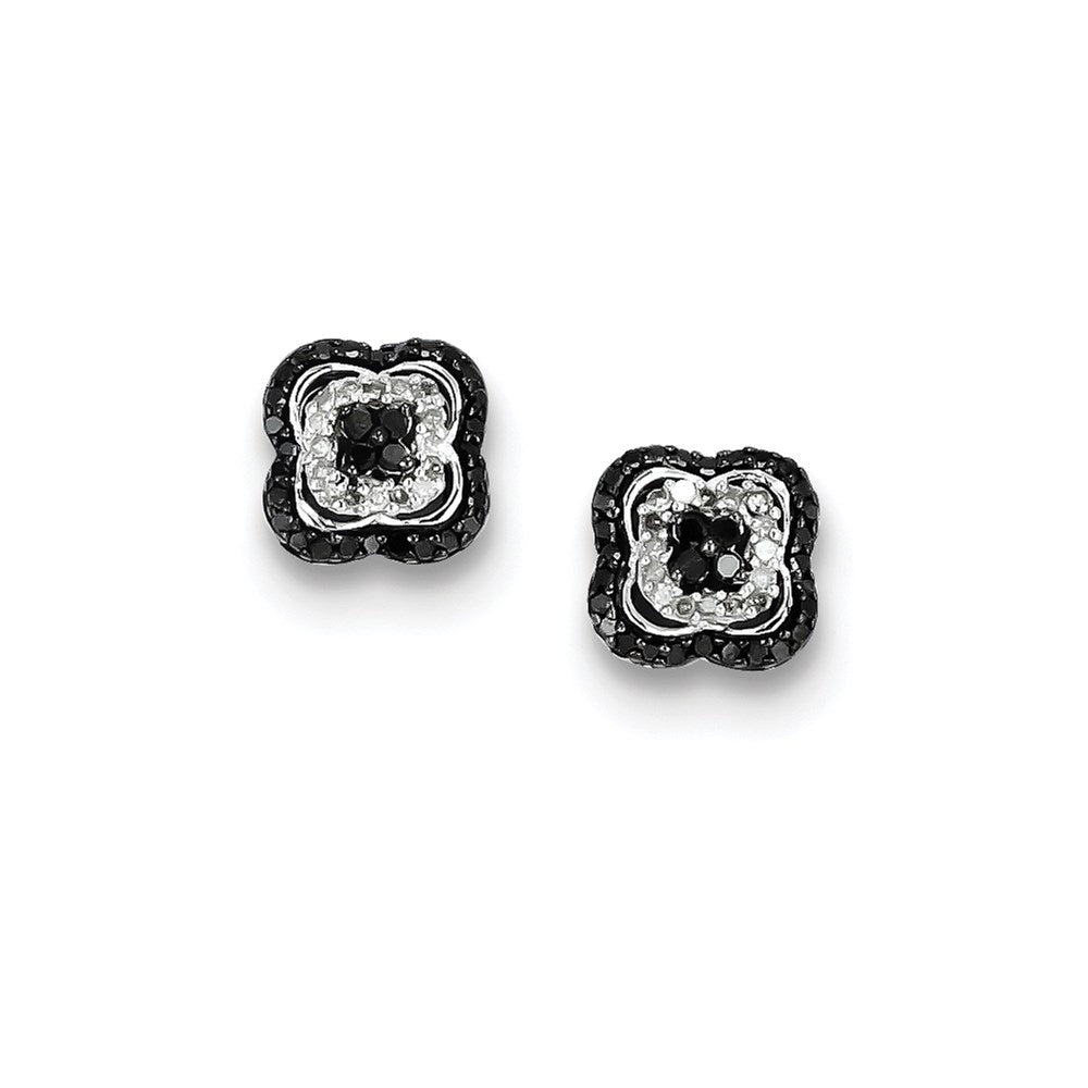 Sterling Silver Black u0026 White Diamond Earrings