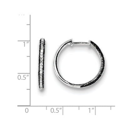 Sterling Silver Black and White Diamond Hoop Earrings