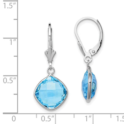 Sterling Silver Rhodium-plated Blue Topaz Dangle Lever Back Earrings