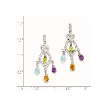 Sterling Silver Gemstone u0026 Diamond Dangle Earrings