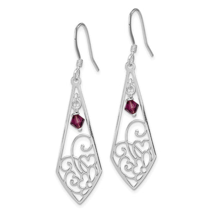 Sterling Silver Polished Amethyst Shepherd Hook Earrings