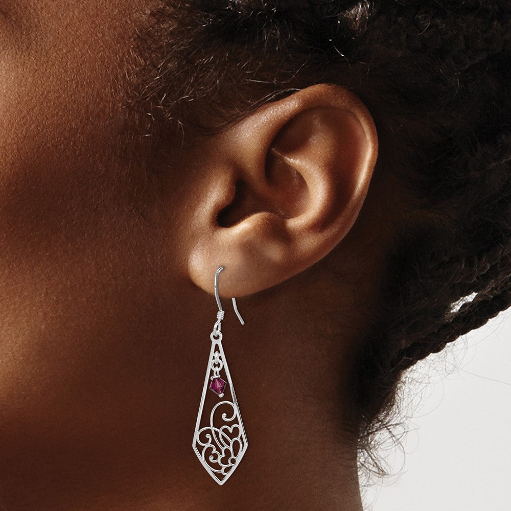 Sterling Silver Polished Amethyst Shepherd Hook Earrings