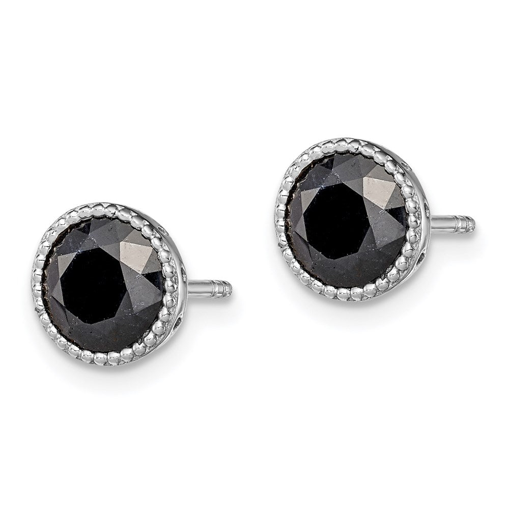 Sterling Silver Rhodium-plated Black Sapphire Post Earrings