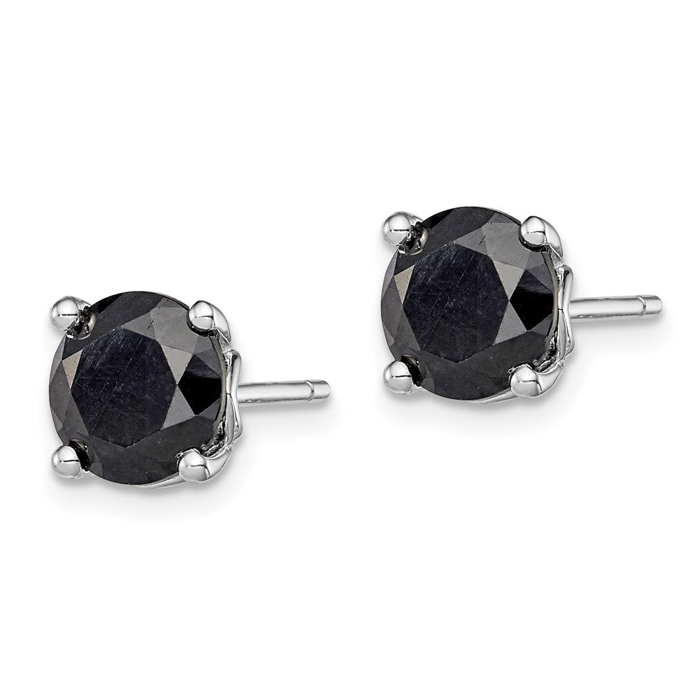 Sterling Silver Rhodium-plated Black Sapphire Post Earrings