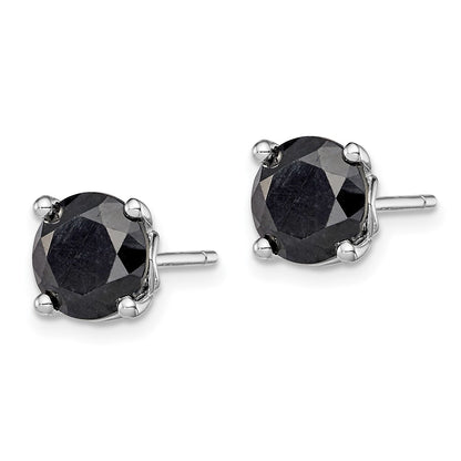 Sterling Silver Rhodium-plated Black Sapphire Post Earrings