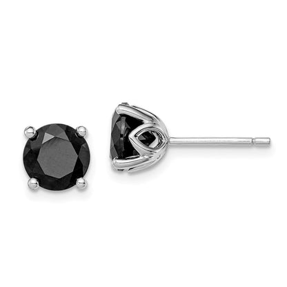 Sterling Silver Rhodium-plated Black Sapphire Post Earrings