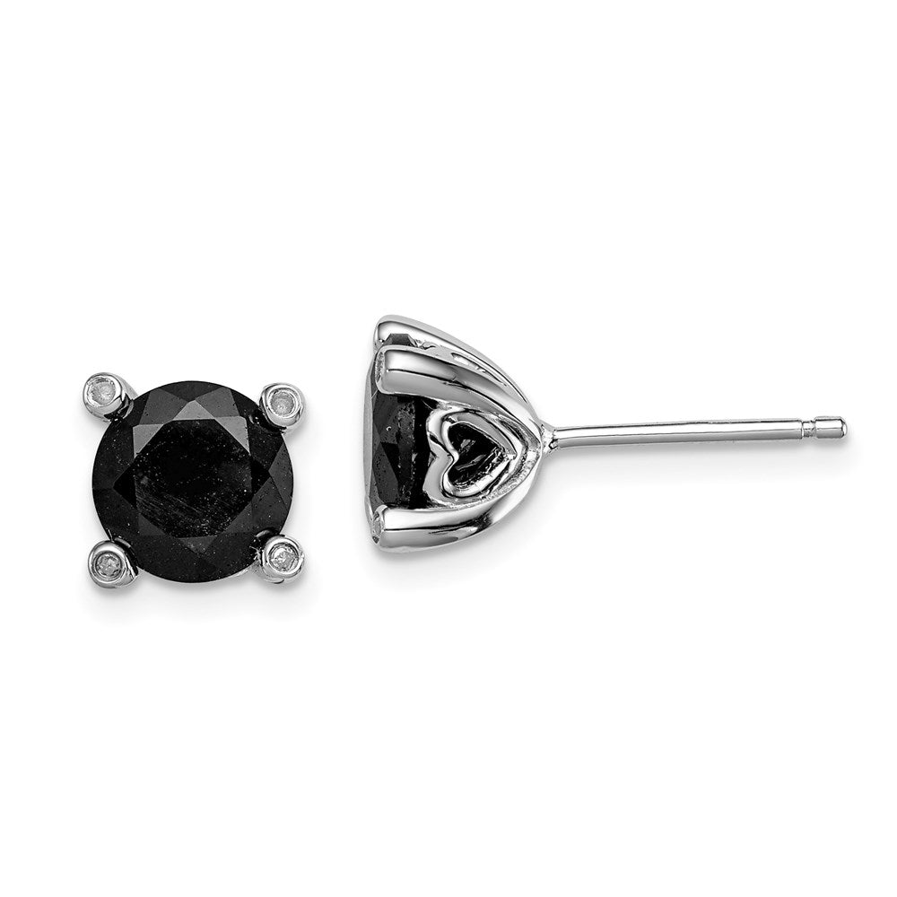 Sterling Silver Rhodium-plated Black Sapphire u0026 Diamond Post Earrings