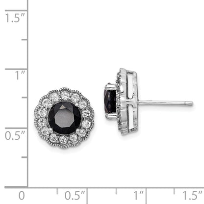 Sterling Silver Rhodium-plated Black Sapphire u0026 White Topaz Post Earrings