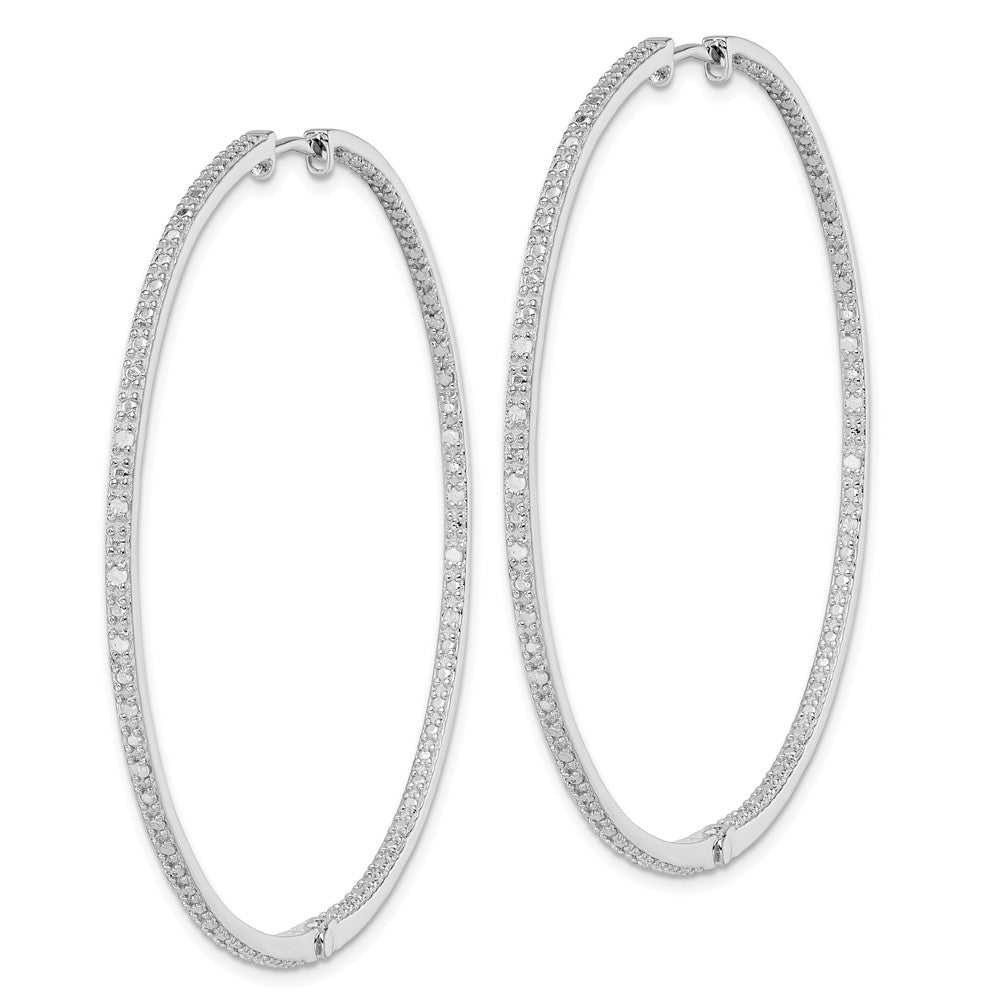Sterling Silver Rhodium-plated Diamond In u0026 Out Hoop Earrings