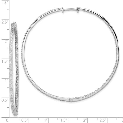 Sterling Silver Rhodium-plated Diamond In u0026 Out Hoop Earrings