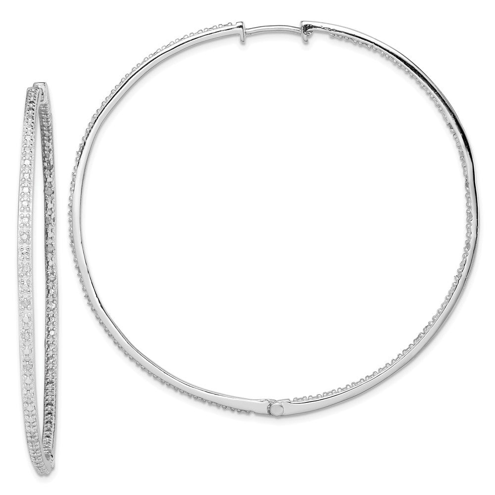 Sterling Silver Rhodium-plated Diamond In u0026 Out Hoop Earrings
