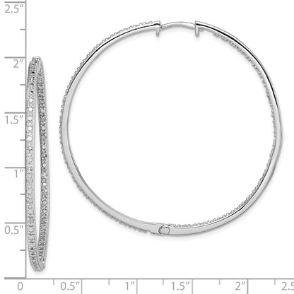 Sterling Silver Rhodium-plated Diamond In u0026 Out Hoop Earrings