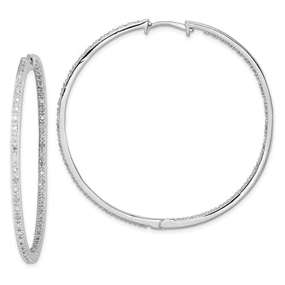 Sterling Silver Rhodium-plated Diamond In u0026 Out Hoop Earrings