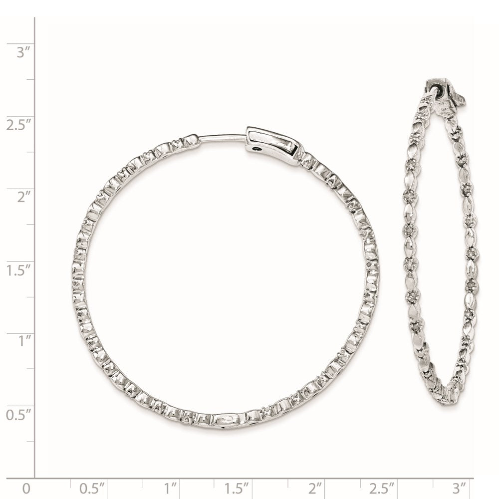 Sterling Silver Rhodium-plated Diamond Hoop Earrings