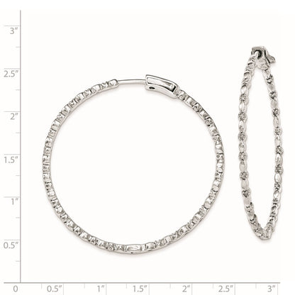Sterling Silver Rhodium-plated Diamond Hoop Earrings