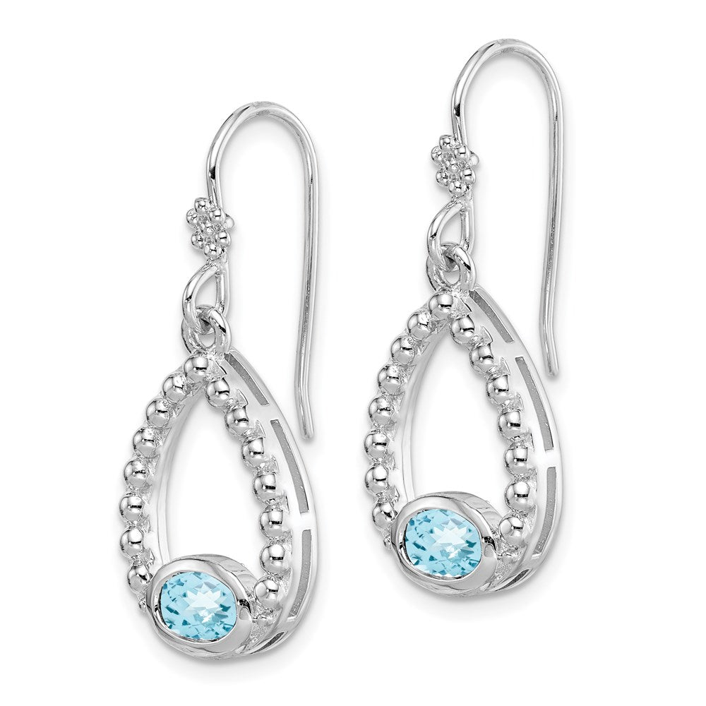 Sterling Silver Rhodium-plated Lt. Swiss Blue Topaz Shepherd Hook Earrings
