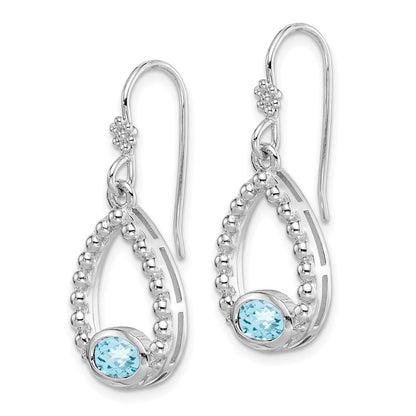 Sterling Silver Rhodium-plated Lt. Swiss Blue Topaz Shepherd Hook Earrings