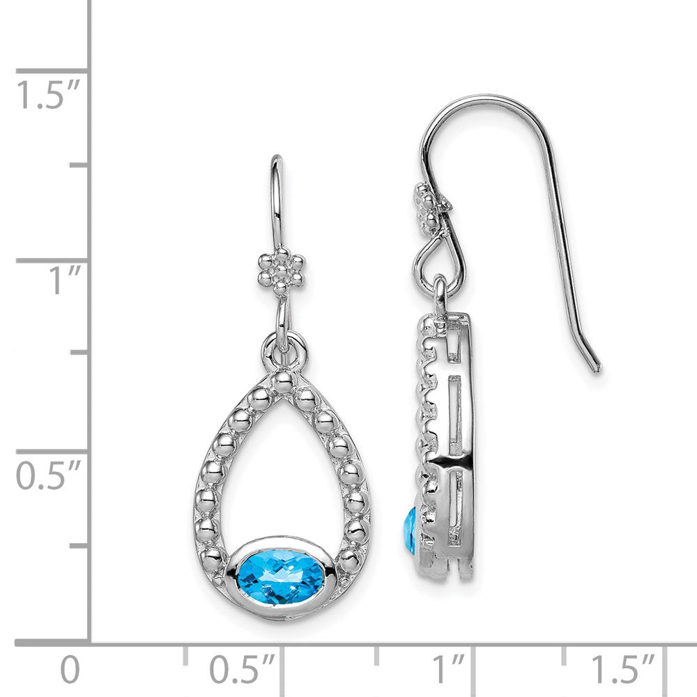 Sterling Silver Rhodium-plated Lt. Swiss Blue Topaz Shepherd Hook Earrings