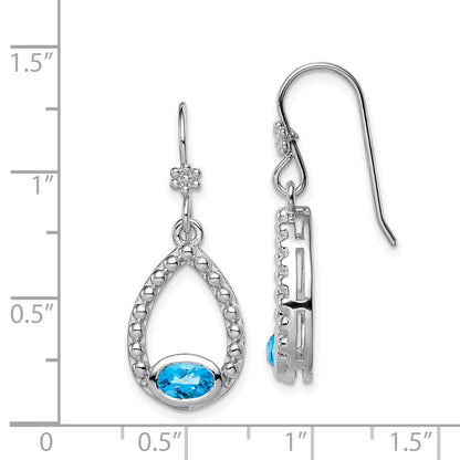 Sterling Silver Rhodium-plated Lt. Swiss Blue Topaz Shepherd Hook Earrings