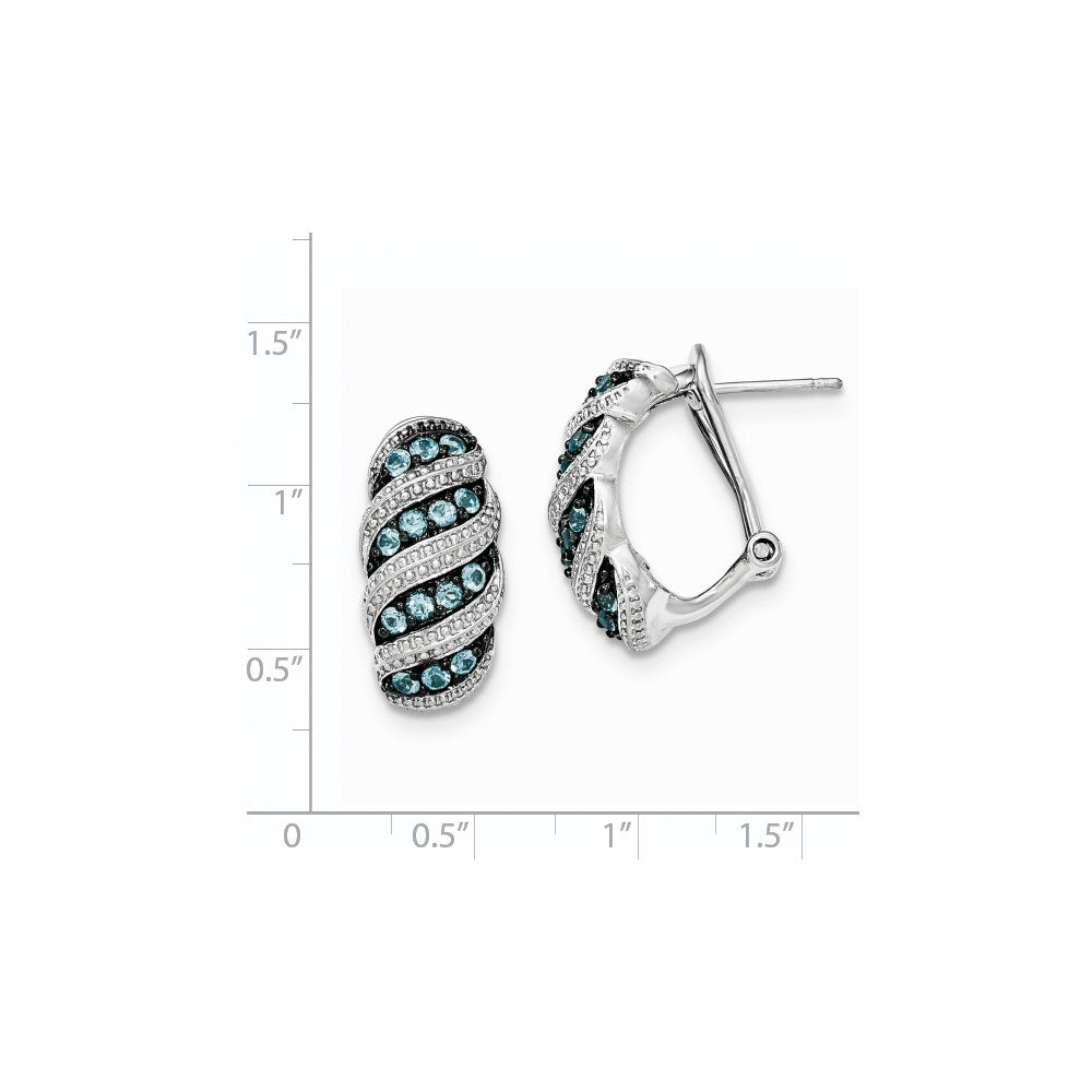 Sterling Silver Rhodium Lt. Swiss Blue Topaz Omega Back Earrings