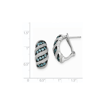 Sterling Silver Rhodium Lt. Swiss Blue Topaz Omega Back Earrings