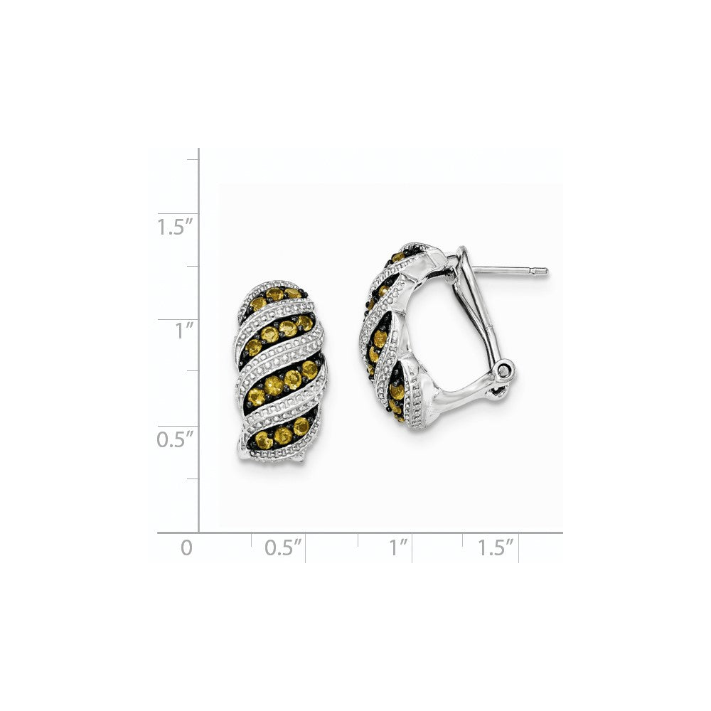Sterling Silver Citrine Omega Back Earrings