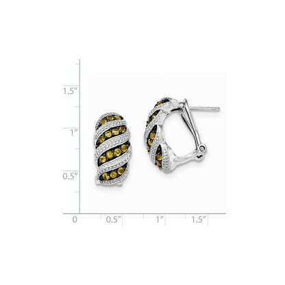 Sterling Silver Citrine Omega Back Earrings