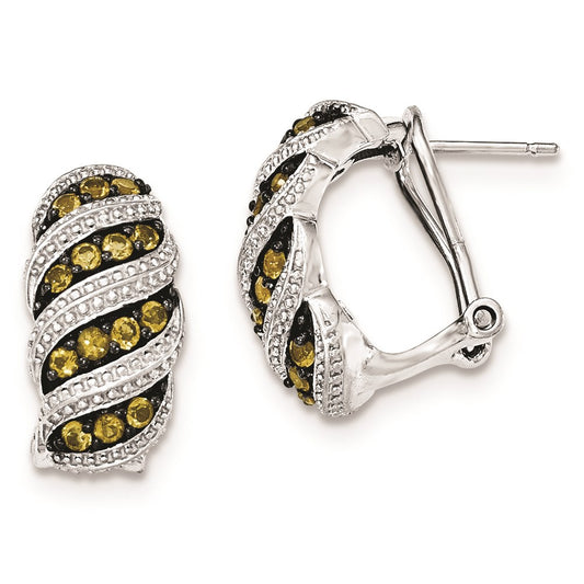 Sterling Silver Citrine Omega Back Earrings