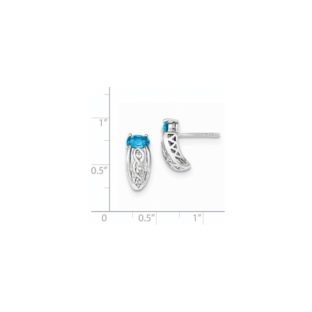 Sterling Silver Rhodium 1.10 Swiss Blue u0026 0.30 White Topaz Post Earrings
