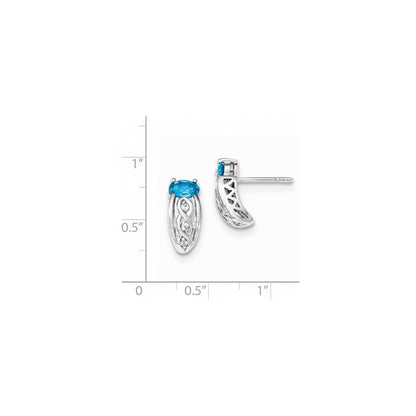 Sterling Silver Rhodium 1.10 Swiss Blue u0026 0.30 White Topaz Post Earrings