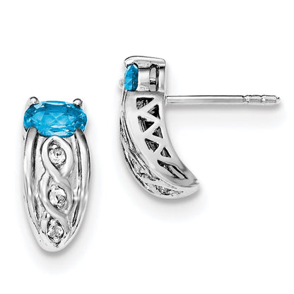 Sterling Silver Rhodium 1.10 Swiss Blue u0026 0.30 White Topaz Post Earrings